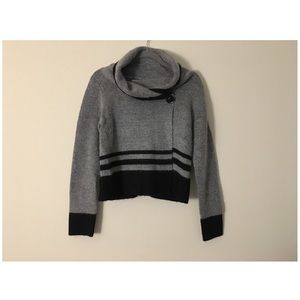 Gray and black stripes sweater/long sleeve shirt.